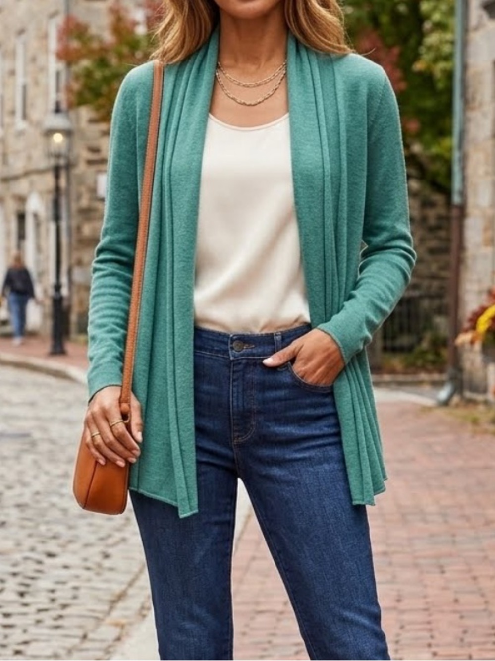 J. MCLAUGHLIN Teal Merino Wool Open Cardigan Sweater Medium